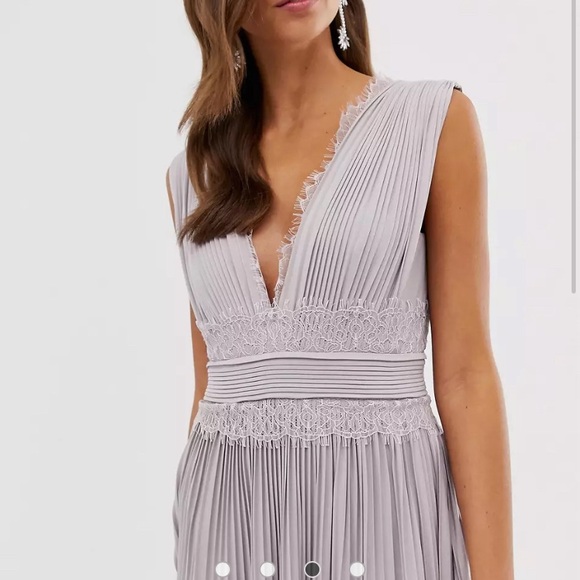 ASOS DESIGN Premium Lace Insert Pleated Maxi Dress - Picture 3 of 3